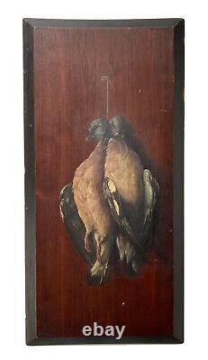 Peinture Huile sur Panneau Nature Morte aux Palombes Gibier Chasse Époque XIXème