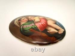 Peinture / huile miniature LA VIERGE A LA CHAISE époque XIXème sur faïence