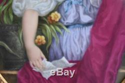 Peinture sur porcelaine en médaillon portrait de jeune femme époque XIXème