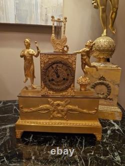 Pendule Anciennne En Bronze Doré Époque Empire XIX Ème S
