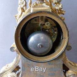 Pendule, Horloge Louis XVI En Bronze Doré Et Porcelaine De Sèvres, époque XIX èm