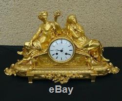 Pendule en bronze doré dépoque Charles X, clock XIXème