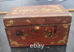 Petit Coffret En Laque De Chine Decor Chinoiseries Epoque Xixeme