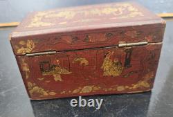 Petit Coffret En Laque De Chine Decor Chinoiseries Epoque Xixeme