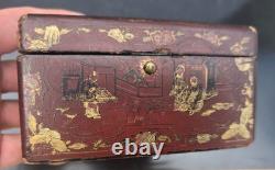Petit Coffret En Laque De Chine Decor Chinoiseries Epoque Xixeme