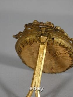 Petit cadre photo ovale en bronze doré style Louis XVI, époque XIX ème