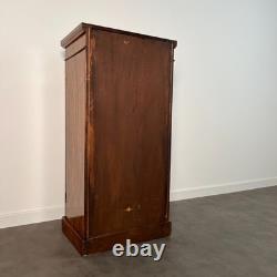 Petite commode Wellington anglaise en placage de noyer, époque victorienne XIXe