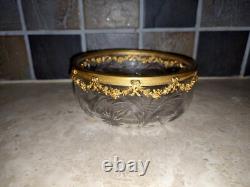 Petite coupe ou jatte en cristal taillé cerclé de bronze Louis XVI époque XIXéme