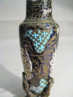 Petite paire de vases en bronze cloisonnés époque XIX ème siècle