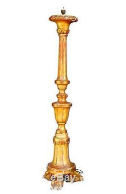 Pied de lampe bois doré pieds griffes époque XIXème
