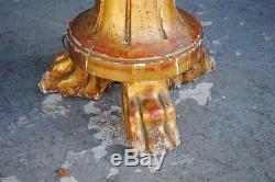 Pied de lampe bois doré pieds griffes époque XIXème