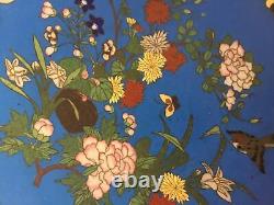 Plat assiette émaux cloisonnés, motif floral, époque Meiji, Japon, fin XIXème