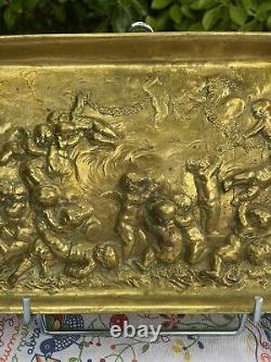 Plateau / Vide Poche En Bronze époque XIXème, à Décor D'angelots, Signé