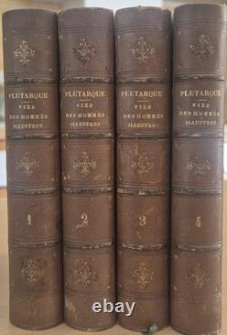Plutarque Vies des Hommes Illustres 4 Vol. 1861 Reliures d'époque
