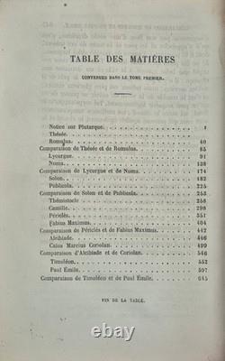 Plutarque Vies des Hommes Illustres 4 Vol. 1861 Reliures d'époque