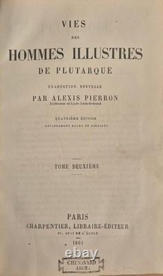Plutarque Vies des Hommes Illustres 4 Vol. 1861 Reliures d'époque