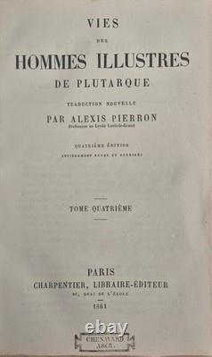Plutarque Vies des Hommes Illustres 4 Vol. 1861 Reliures d'époque