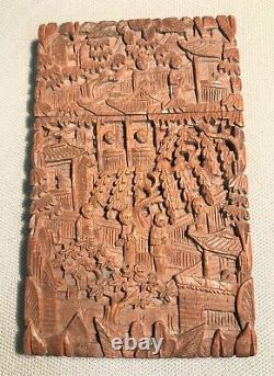 Porte cartes Chine en bois de santal sculpté époque XIXème siècle