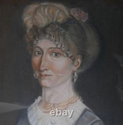 Portrait Femme Epoque Directoire Pastel début XIXème siècle