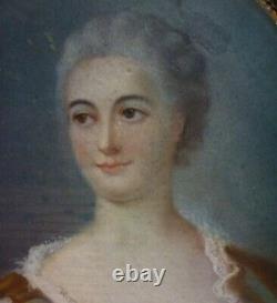 Portrait Femme Ovale Epoque Louis XV Pastel du XIXème siècle