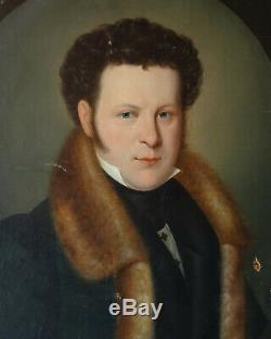 Portrait d'Homme Epoque Charles X HST Ecole Allemande du XIXème siècle