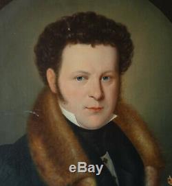 Portrait d'Homme Epoque Charles X HST Ecole Allemande du XIXème siècle