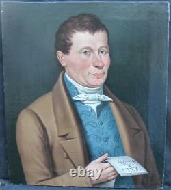 Portrait d'Homme Epoque Ier Empire Huile/Toile du XIXème siècle