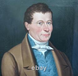 Portrait d'Homme Epoque Ier Empire Huile/Toile du XIXème siècle