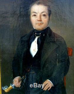 Portrait d'Homme Epoque Louis Philippe Ecole Française du XIXème Huile sur Toile