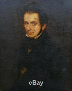 Portrait d'Homme Epoque Louis Philippe Ecole Romantique du XIXème Siècle HST