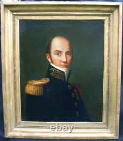 Portrait d'Homme Officier Epoque Charles X Huile/Toile XIXème siècle