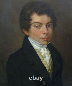 Portrait d'Homme d'Epoque Louis XVIII Ecole Française du XIXème siècle HST