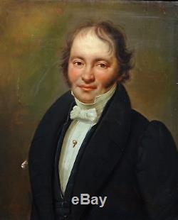 Portrait d'homme Epoque Louis XVIII Ecole romantique XIXème siècle Huile