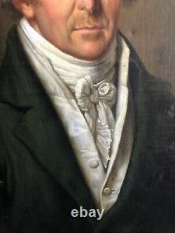 Portrait d'homme époque 1er Empire Ecole Suisse du XIXème siècle 1809