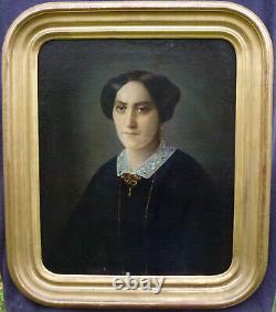 Portrait d'une Femme Epoque Second Empire Huile/Toile du XIXème siècle