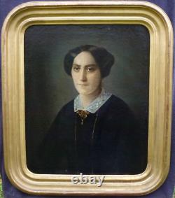 Portrait d'une Femme Epoque Second Empire Huile/Toile du XIXème siècle