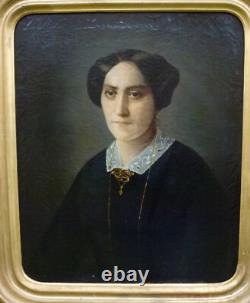 Portrait d'une Femme Epoque Second Empire Huile/Toile du XIXème siècle