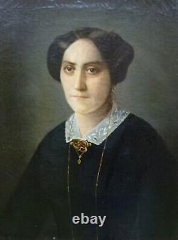 Portrait d'une Femme Epoque Second Empire Huile/Toile du XIXème siècle