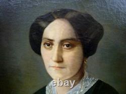 Portrait d'une Femme Epoque Second Empire Huile/Toile du XIXème siècle