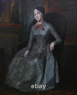Portrait d'une Jeune Femme Epoque Louis Philippe Huile/Toile du XIXème siècle