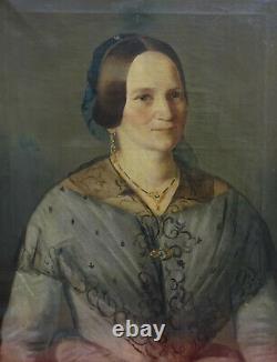 Portrait de Femme Alsacienne Epoque Louis Philippe HST du XIXème siècle