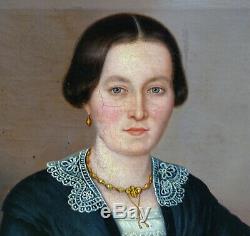 Portrait de Femme Epoque Bismarck Ecole Allemande du XIXème Siècle HST
