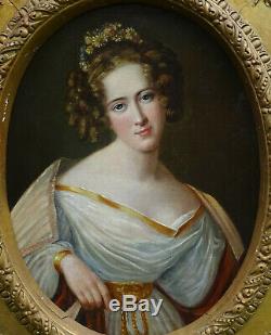 Portrait de Femme Epoque Charles X HST du XIXème siècle Ecole Française