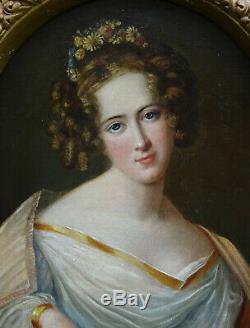 Portrait de Femme Epoque Charles X HST du XIXème siècle Ecole Française