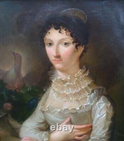 Portrait de Femme Epoque Ier Empire Ecole Française XIXème siècle Huile/Toile