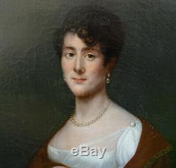 Portrait de Femme Epoque Ier Empire Ecole Française du XIXème siècle HST