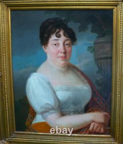 Portrait de Femme Epoque Ier Empire Ecole Française du XIXème siècle Huile/Toile
