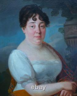 Portrait de Femme Epoque Ier Empire Ecole Française du XIXème siècle Huile/Toile