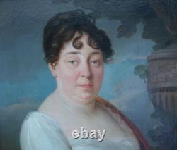 Portrait de Femme Epoque Ier Empire Ecole Française du XIXème siècle Huile/Toile
