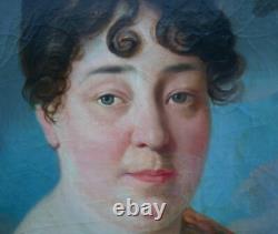 Portrait de Femme Epoque Ier Empire Ecole Française du XIXème siècle Huile/Toile